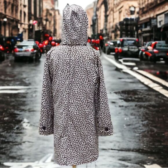 KATE SPADE NWT LEOPARD PRINT 34” TRENCH RAIN COAT JACKET SMALL - Picture 3 of 13